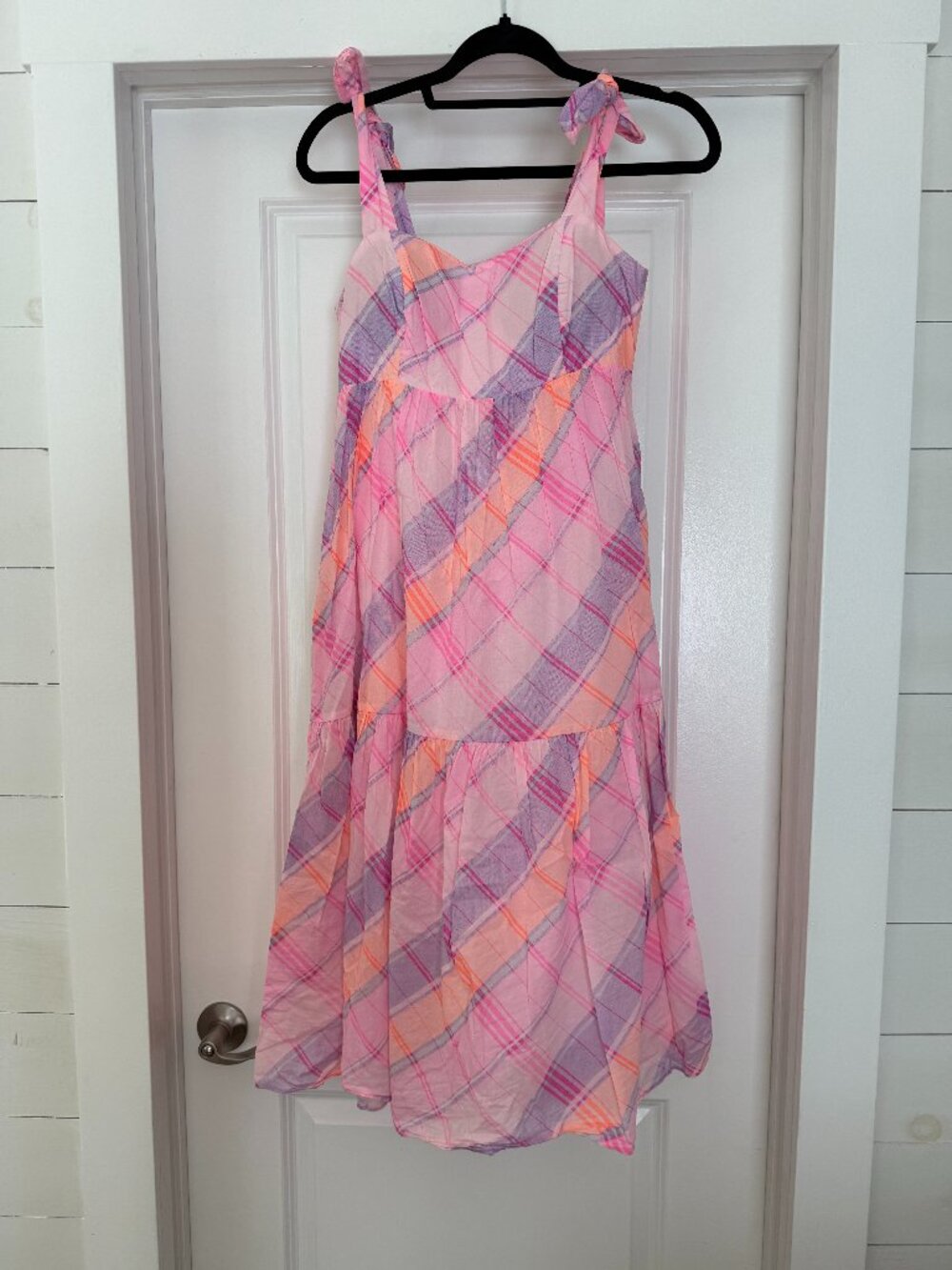 Lilly Pulitzer Anlee Cotton Midi Dress Pink Isle Madras Plaid Midi, Size 4,